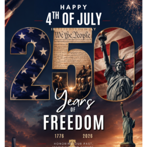 250 Years of Freedom – Happy 4th of July 2026 Printable Poster | USA Independence Day Wall Art | Patriotic Digital Download